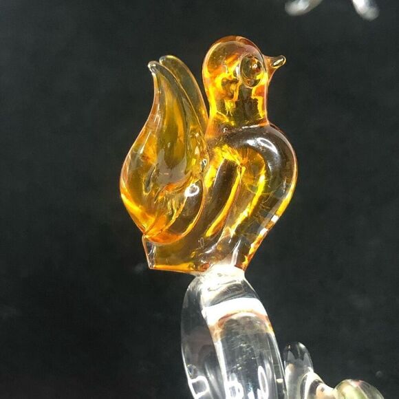 spun glass lamp work bird and elephant yellow amber clear broken tail on bird - Picture 4 of 5